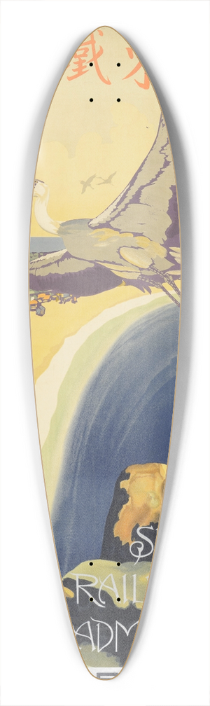 Sugiura Hisui - Sant Tetsud [Herons] 39.3 inch art pintail longboard deck