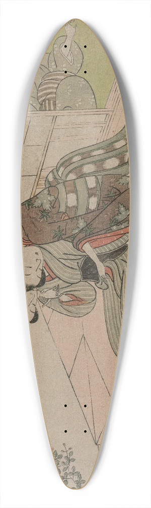 Suzuki Harunobu - Woman Watching Young Couple Embrace on a Veranda 39.3 inch art pintail longboard deck