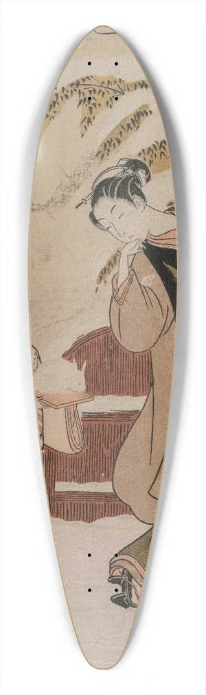 Suzuki Harunobu - Young Woman Admiring a Snow Rabbit 39.3 inch art pintail longboard deck