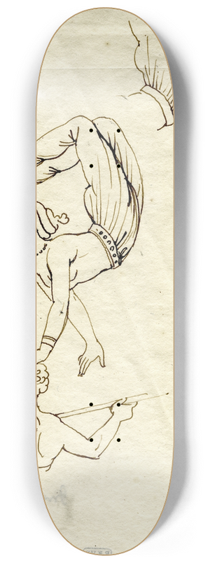 David Humbert de Superville - Female acrobate balancing on the head of a warrior (after a Greek vase) 8.25 inch art skate deck
