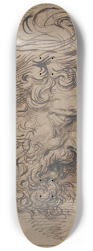 David Humbert de Superville - Getourmenteerde mannenkop, met baard en wilde haardos 8.25 inch art skate deck David Humbert de Superville - Getourmenteerde mannenkop, met baard en wilde haardos 8.25 inch art skate deck