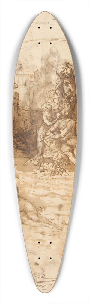 Taddeo Zuccaro - Studies for a Circular Composition of Diana and Her Nymphs Bathing 39.3 inch art pintail longboard deck Taddeo Zuccaro - Studies for a Circular Composition of Diana and Her Nymphs Bathing 39.3 inch art pintail longboard deck