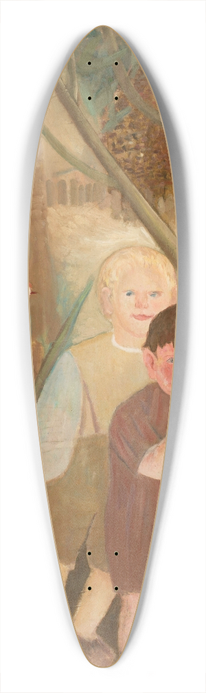 Tadeusz Makowski - Two children with a cat 39.3 inch art pintail longboard deck Tadeusz Makowski - Two children with a cat 39.3 inch art pintail longboard deck