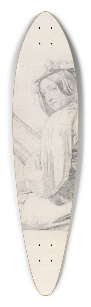 Theodor Leopold Weller - A Seated Woman in Roman Dress, Spinning 39.3 inch art pintail longboard deck
