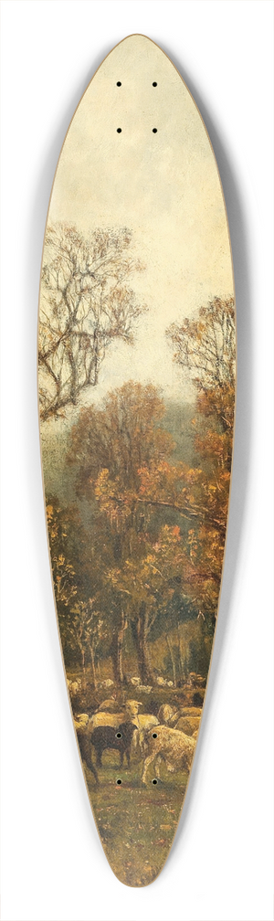 Theodor Von Hrmann - A Sheep Pasture in Rekawinkel 39.3 inch art pintail longboard deck