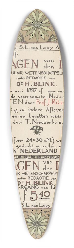 Theo Nieuwenhuis - Reclamebiljet voor het tijdschrift; H. Blink (red.), Vragen van den dag 39.3 inch art pintail longboard deck