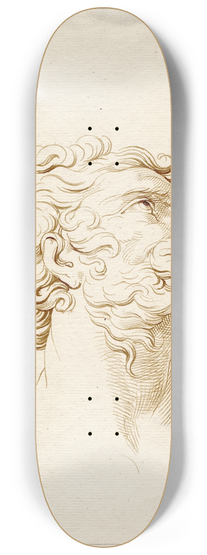 David Humbert de Superville - Mannenkop, met bakkebaarden en knevel, omhoogkijkend 8.25 inch art skate deck David Humbert de Superville - Mannenkop, met bakkebaarden en knevel, omhoogkijkend 8.25 inch art skate deck