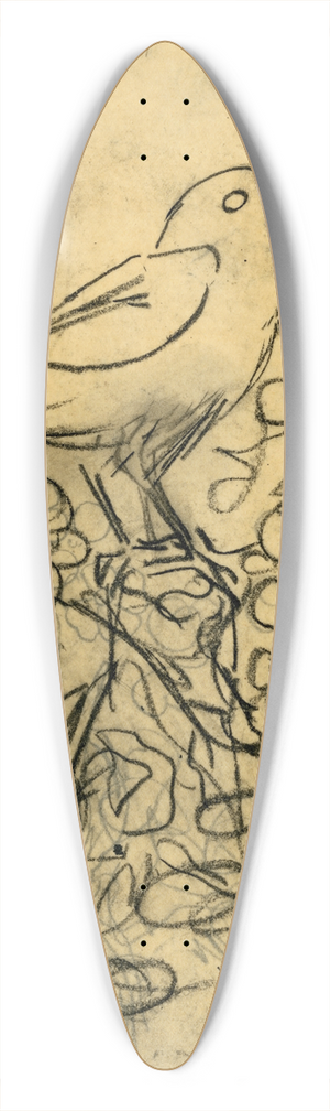Theo van Hoytema - Broedende en fluitende zangvogel 39.3 inch art pintail longboard deck