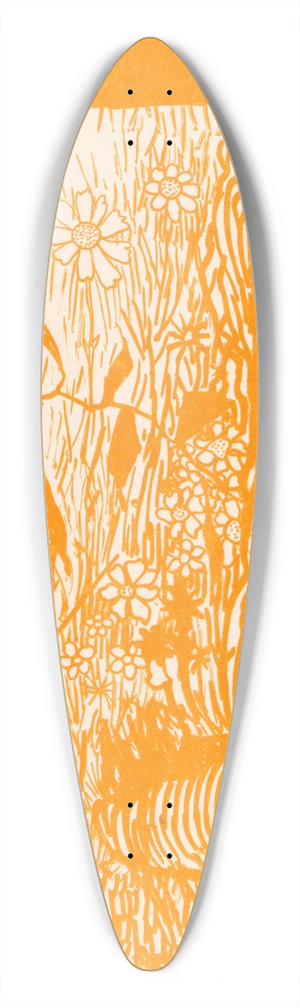 Theo van Hoytema - Catalogusomslag met pad en libelle 39.3 inch art pintail longboard deck