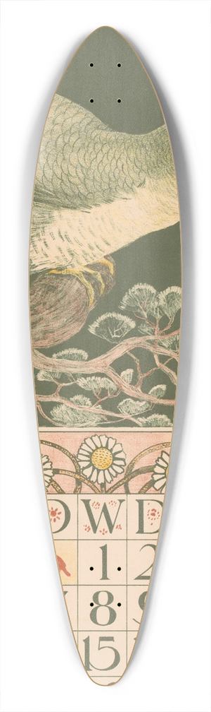 Theo van Hoytema - Kalenderblad april met koekoek 39.3 inch art pintail longboard deck