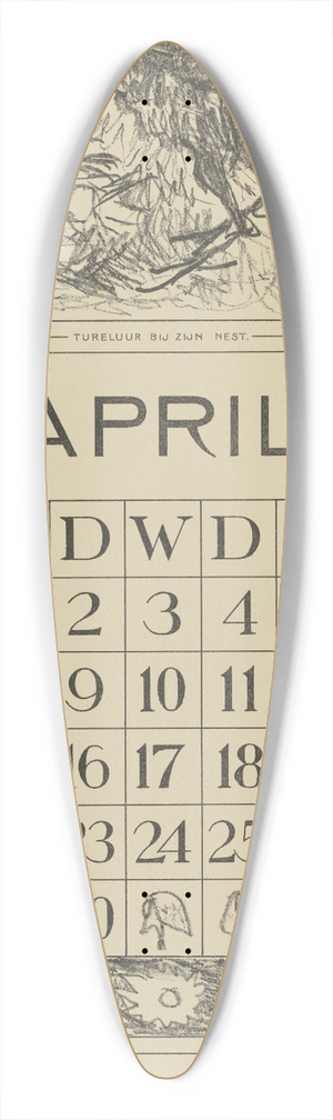 Theo van Hoytema - Kalenderblad april met tureluur 39.3 inch art pintail longboard deck