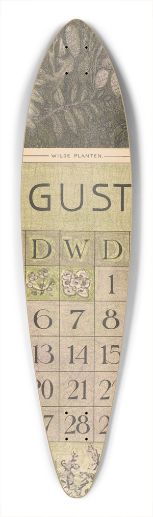 Theo van Hoytema - Kalenderblad augustus met planten 39.3 inch art pintail longboard deck