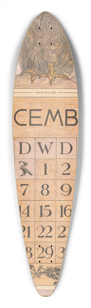Theo van Hoytema - Kalenderblad december met gier 39.3 inch art pintail longboard deck