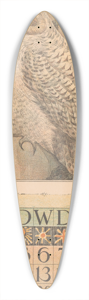 Theo van Hoytema - Kalenderblad december met sneeuwuil 39.3 inch art pintail longboard deck