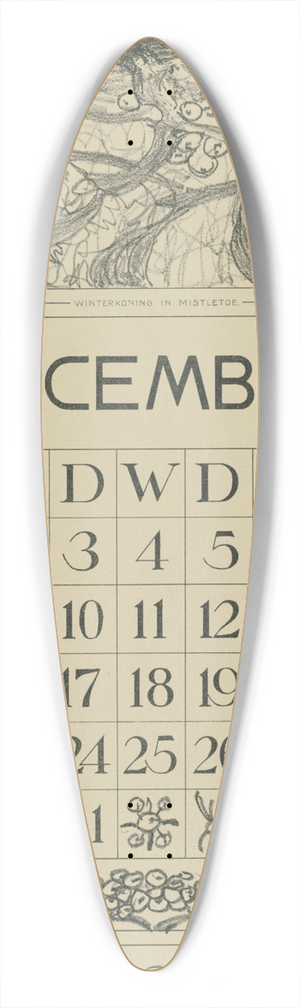 Theo van Hoytema - Kalenderblad december met winterkoninkje 39.3 inch art pintail longboard deck