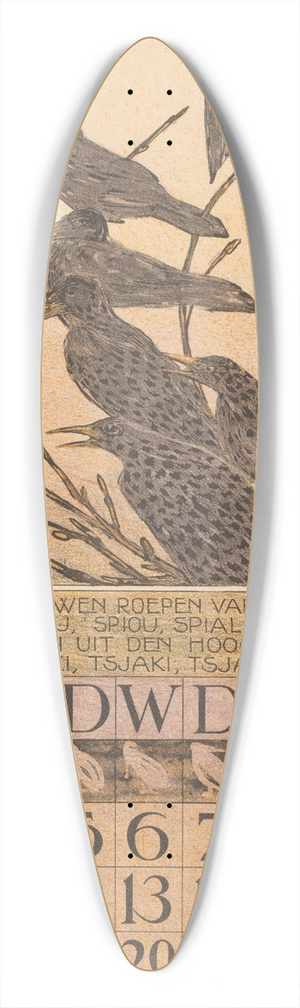 Theo van Hoytema - Kalenderblad februari met spreeuwen 39.3 inch art pintail longboard deck