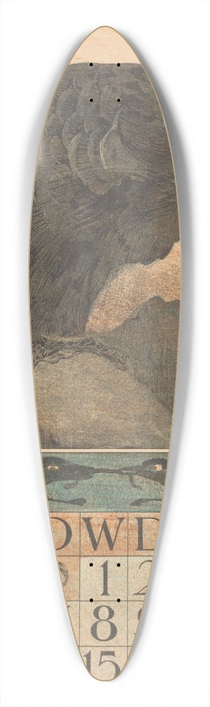 Theo van Hoytema - Kalenderblad januari met kraai 39.3 inch art pintail longboard deck