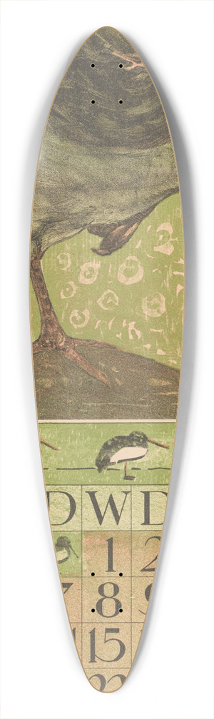 Theo van Hoytema - Kalenderblad juli met scholekster 39.3 inch art pintail longboard deck