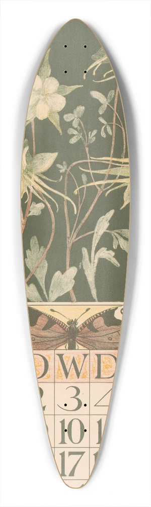 Theo van Hoytema - Kalenderblad juni met akeleien en vlinders 39.3 inch art pintail longboard deck Theo van Hoytema - Kalenderblad juni met akeleien en vlinders 39.3 inch art pintail longboard deck