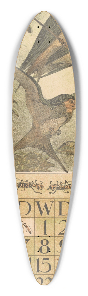 Theo van Hoytema - Kalenderblad juni met zwaluwen 39.3 inch art pintail longboard deck