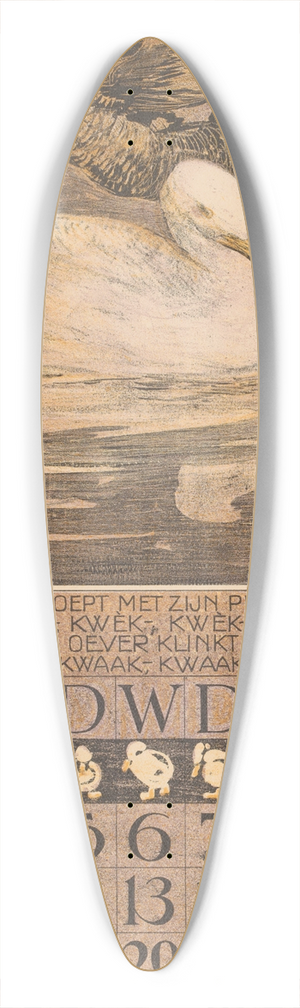 Theo van Hoytema - Kalenderblad maart met eenden 39.3 inch art pintail longboard deck