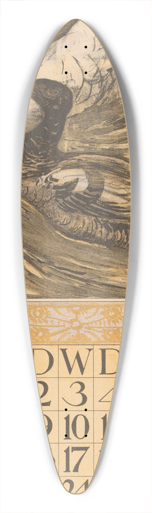 Theo van Hoytema - Kalenderblad maart met een zwarte en een witte eend 39.3 inch art pintail longboard deck