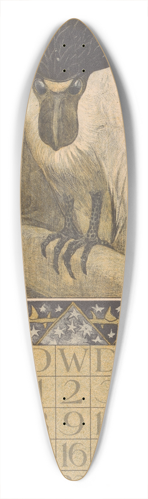 Theo van Hoytema - Kalenderblad november met een schuitbekreiger 39.3 inch art pintail longboard deck