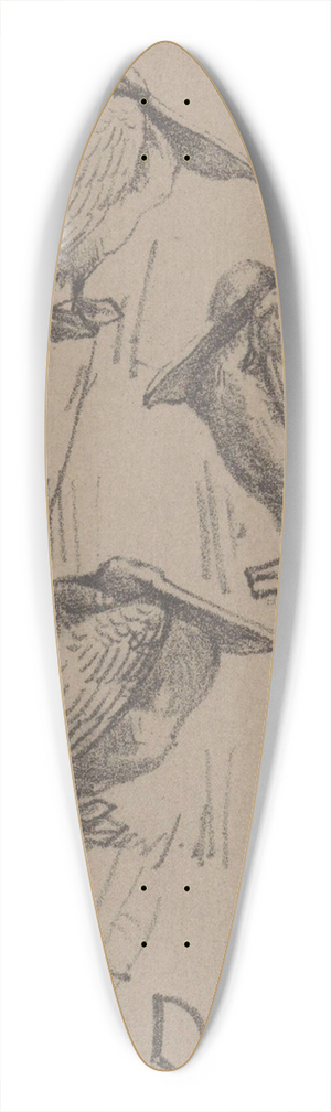 Theo van Hoytema - Kerstkaart met drie pelikanen 39.3 inch art pintail longboard deck Theo van Hoytema - Kerstkaart met drie pelikanen 39.3 inch art pintail longboard deck