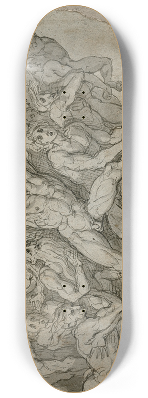 David Humbert de Superville - Ontzetting: groep aansnellende, angstige figuren 8.25 inch art skate deck