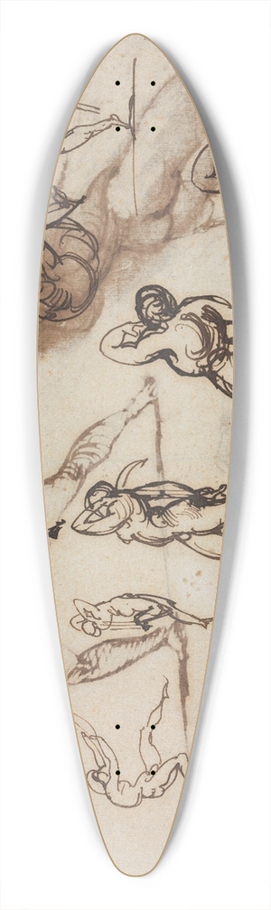 Thodore Gricault - Sheet of Sketches (verso) 39.3 inch art pintail longboard deck Thodore Gricault - Sheet of Sketches (verso) 39.3 inch art pintail longboard deck