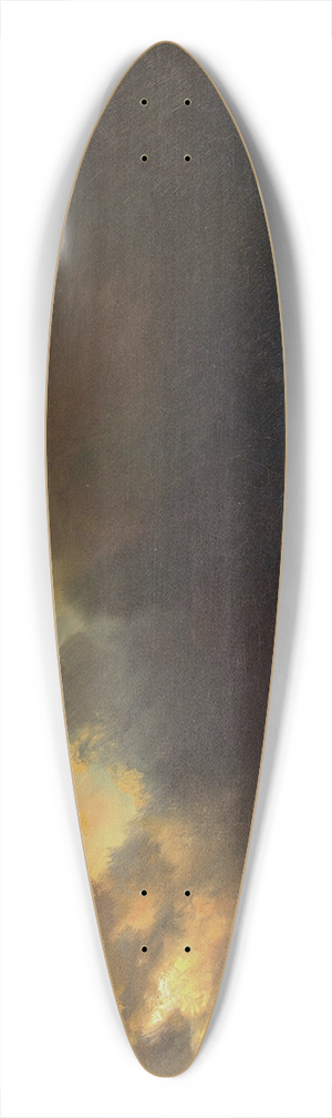 Thodore Gudin - Coastal scene by moonlight 39.3 inch art pintail longboard deck