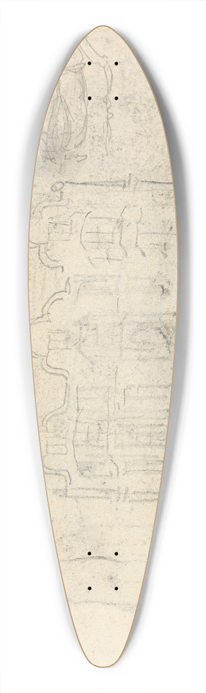 Thomas Bradshaw - Facade of a House and Sketch of a Man With a Cane 39.3 inch art pintail longboard deck