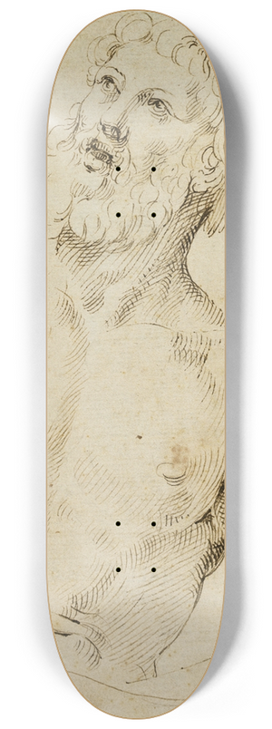 After Battista Franco - Half-length Sketch of Bearded Man 8.25 inch art skate deck