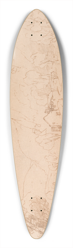 Thomas Creswick - British Title Fisherman by a River 39.3 inch art pintail longboard deck