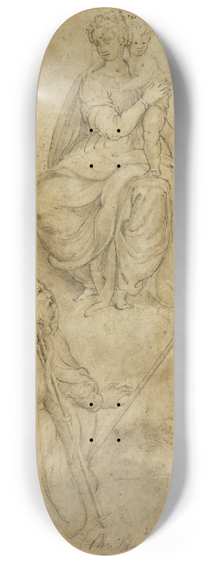 After Bernardino Campi - Seated Virgin and Child with Bishop Saint and Monastic Saint, and Saint John the Baptist 8.25 inch art skate deck After Bernardino Campi - Seated Virgin and Child with Bishop Saint and Monastic Saint, and Saint John the Baptist 8.25 inch art skate deck