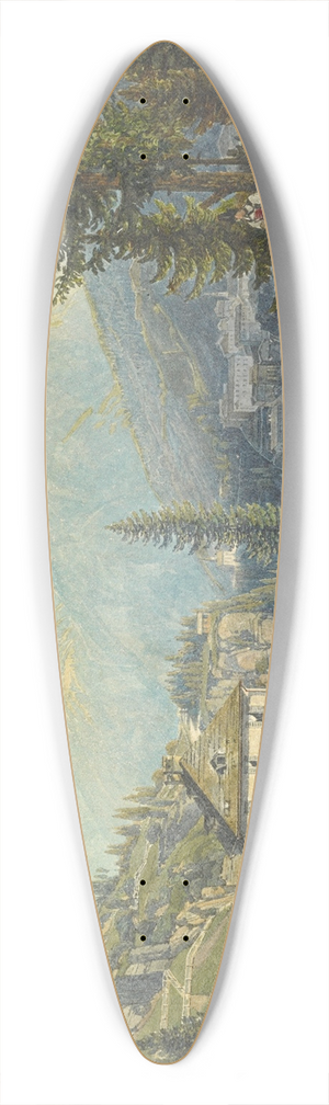 Thomas Ender - View of the Residence of Archduke Johann in Gastein Hot Springs 39.3 inch art pintail longboard deck