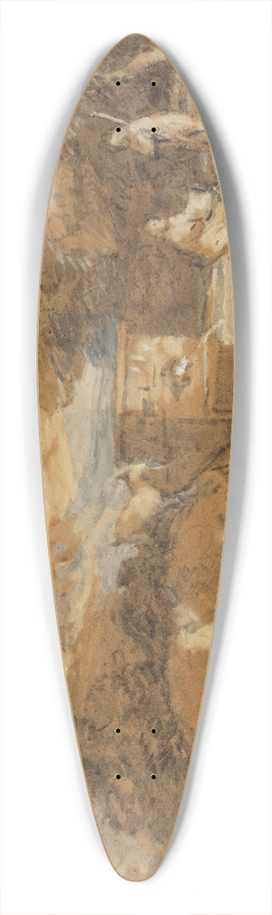 Thomas Gainsborough - Mountain Landscape with Figures, Sheep and Fountain 39.3 inch art pintail longboard deck