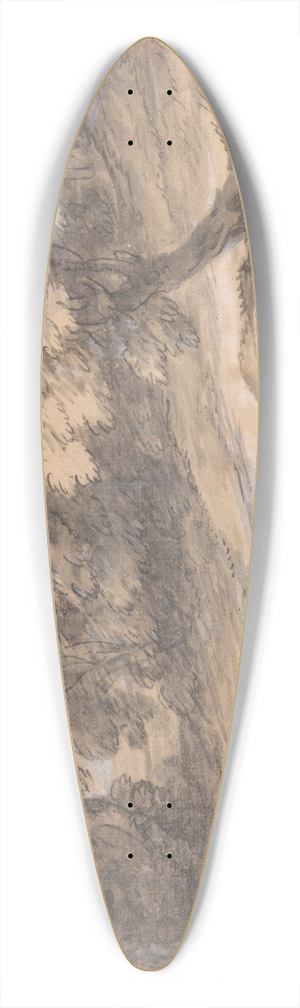 Thomas Gainsborough - Wooded Landscape with Figures on Horseback Crossing a Bridge 39.3 inch art pintail longboard deck