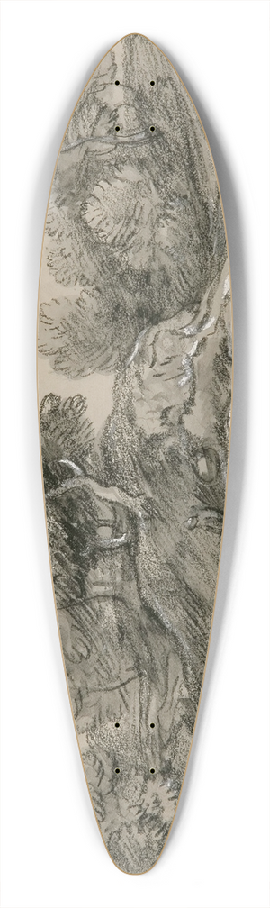 Thomas Gainsborough - Wooded upland landscape with shepherd and sheep and country track winding around a knoll 39.3 inch art pintail longboard deck