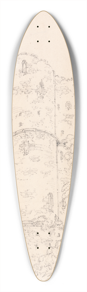 Thomas Girtin - Saltwood Castle, Kent 39.3 inch art pintail longboard deck