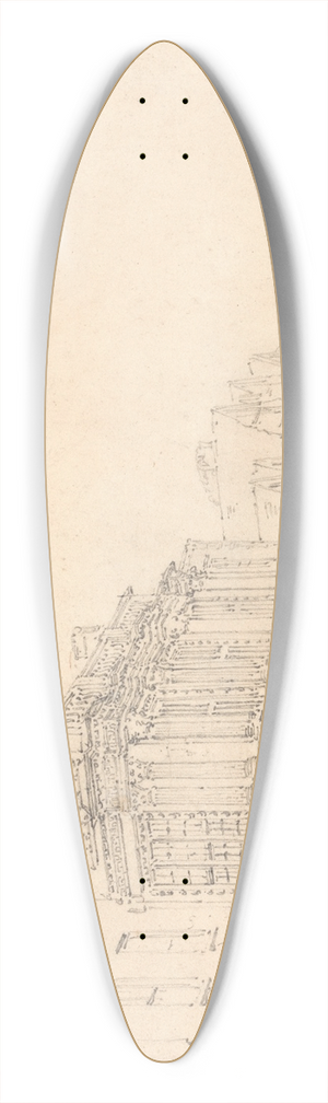 Thomas Girtin - The Guildhall, Exeter 39.3 inch art pintail longboard deck