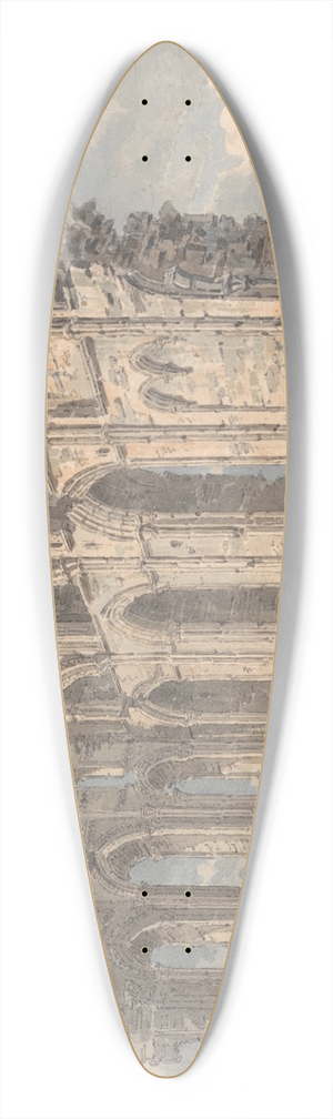 Thomas Girtin - Tynemouth Priory, Northumberland 39.3 inch art pintail longboard deck