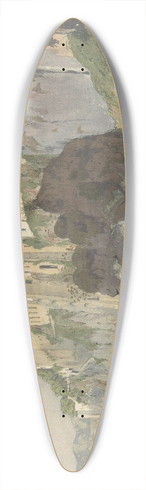 Thomas Hartley Cromek - Houses at Sorrento 39.3 inch art pintail longboard deck