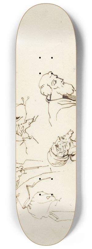 David Humbert de Superville - Vier bebaarde koppen: detail schilderij V.d Werf 8.25 inch art skate deck