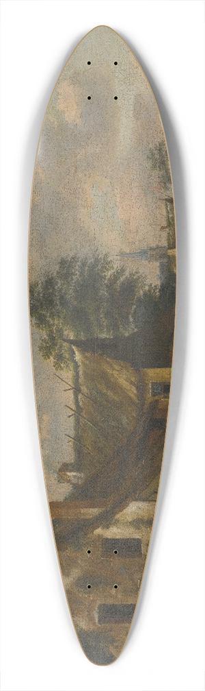 Thomas Heeremans - A Town On The Banks Of A River 39.3 inch art pintail longboard deck Thomas Heeremans - A Town On The Banks Of A River 39.3 inch art pintail longboard deck
