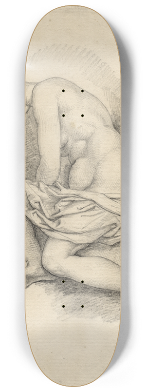 David Humbert de Superville - Vrouwelijk naakt, zittend en leunend op de ellebogen 8.25 inch art skate deck