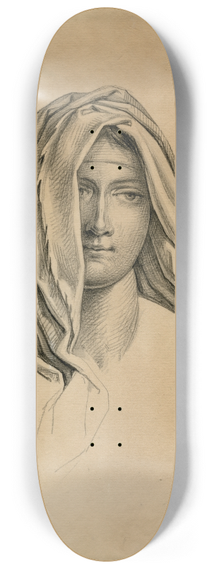 David Humbert de Superville - Vrouwenhoofd met omslagdoek: Maria Magdalena 8.25 inch art skate deck