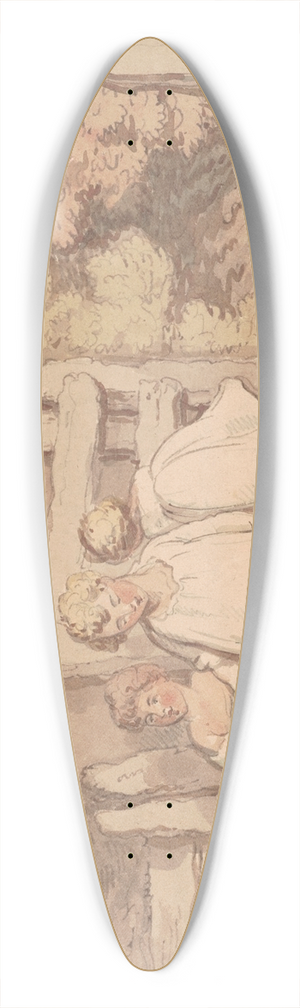 Thomas Rowlandson - Cottage children  Devon 39.3 inch art pintail longboard deck