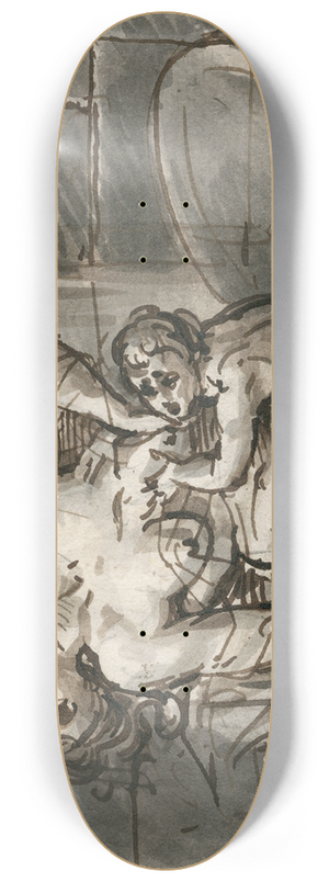 David Humbert de Superville - Zittende, treurende vrouw die haar kind zoogt 8.25 inch art skate deck