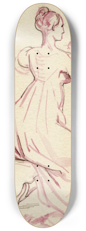 David Humbert de Superville - Zittende vrouw, van terzijde op de rug gezien 8.25 inch art skate deck